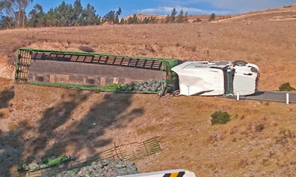 TRÃILER CON BALONES DE GAS SE DESPISTA EN VÃA ABANCAY â€“ ANDAHUAYLAS