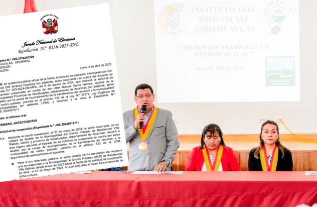 REGIDORES DE ANDAHUAYLAS EN LA MIRA POR RESPALDO AL ALCALDE: JNE ORDENA NUEVA VOTACIÓN SOBRE SUSPENSIÓN