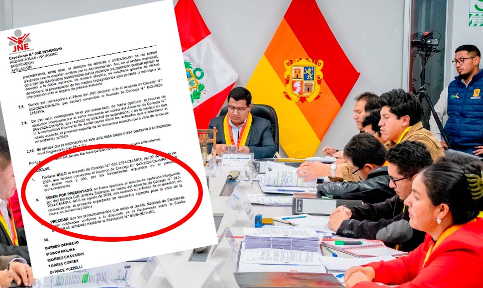 JURADO NACIONAL DE ELECCIONES DECLARA NULO EL ACUERDO DE CONCEJO QUE DECIDIÓ NO SUSPENDER AL ALCALDE DE ANDAHUAYLAS, ABEL SERNA