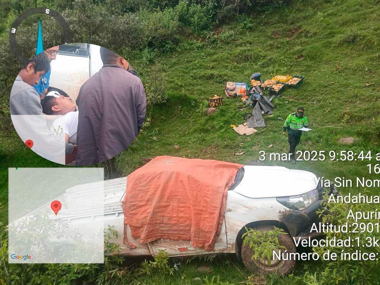 CAMIONETA CAE AL ABISMO EN LA VÍA UMACA – HUANCAS, DEJANDO DOS HERIDOS EN ANDAHUAYLAS