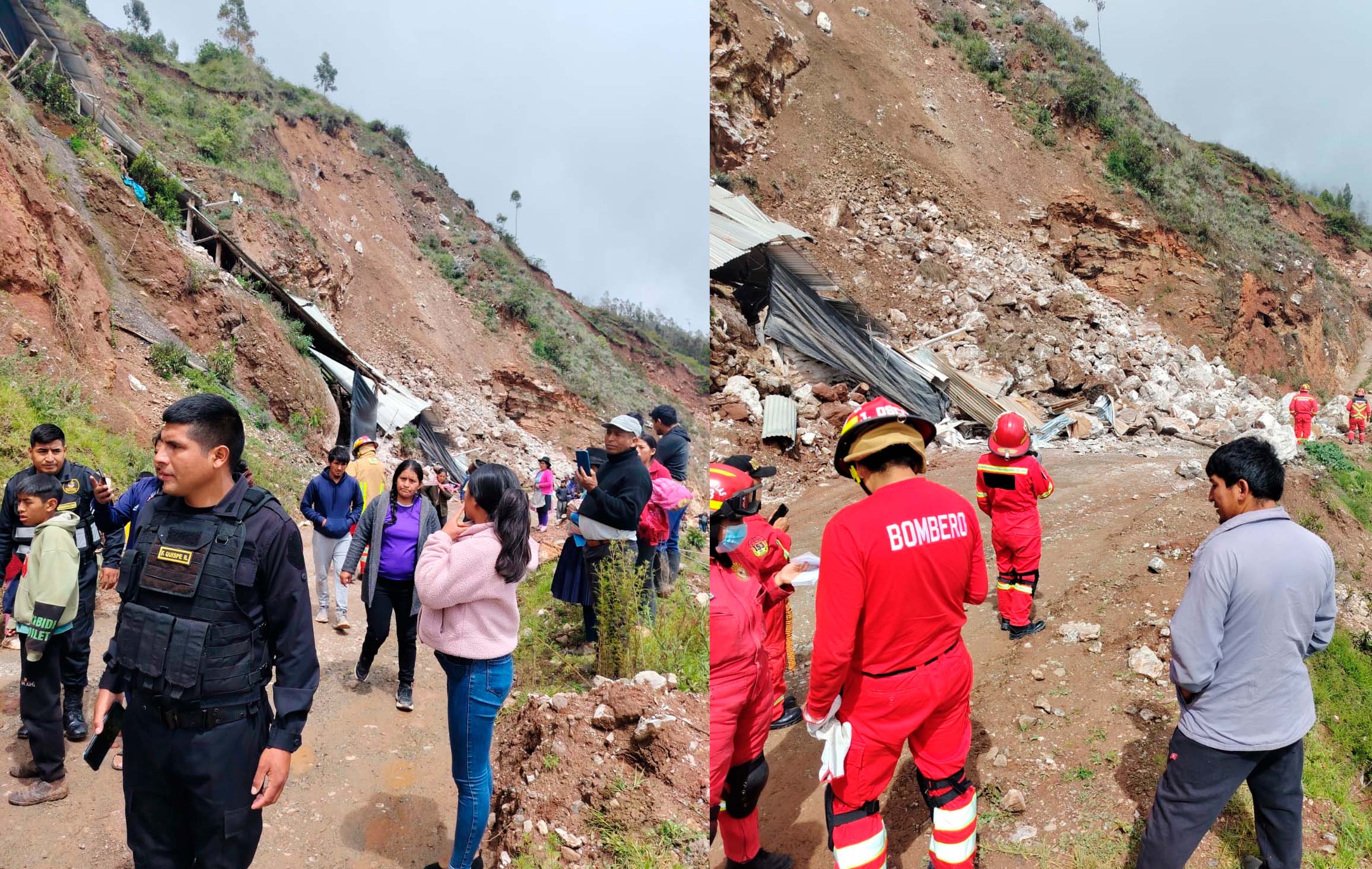 EMERGENCIA EN CHINCHEROS: DESLIZAMIENTO DE CERRO IMPACTA VEHÍCULO EN PISCOBAMBA